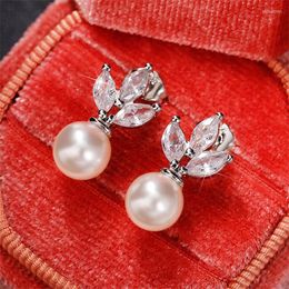 Stud Earrings Huitan Dainty Imitation Pearl For Women 3 Metal Colors Available Daily Wear Delicate Accessories Statement Jewelry