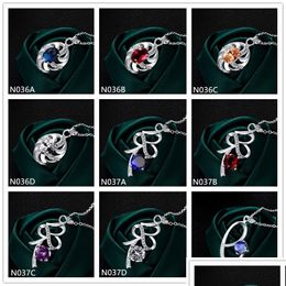 Pendant Necklaces High Grade Fashion Womens Gemstone 925 Sier Necklace Pendants 10 Pieces Mixed Style Wholesale Sterling Plated Drop Dhjr6