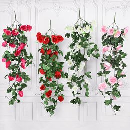 Decorative Flowers 95cm Artificial Rose Vine Wedding Arch Decoration Silk Plant Ivy Garland For Home Christmas Party Hanging Decor