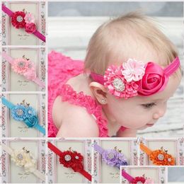 Headbands Childrens Hairband Large Rose Flower Polygonal Flowers Rhinestone Gstg120 Mix Order Fashion Head Band Drop Delivery Jewelr Dh8Ct