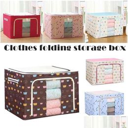 Storage Boxes Bins Oxford Cloth Clothes Steel Frame Transparent Box Bed Sheet Blanket Pillow Shoe Rack Container Foldable Case 210 Dh65J