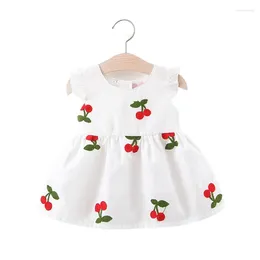 Girl Dresses Baby Dress Cute Summer Infant Clothes Cherry Strawberry Fruit Print Sleeveless Cotton Fashion Toddler 0-3Y