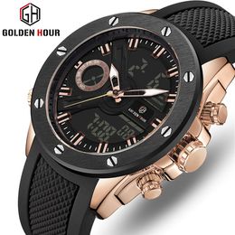 cwp Reloj Hombre Top Brand Luxury GOLDENHOUR Men Watch Quartz Automatic Sport Digital Army Military Man Relogio Masculino338C