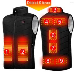 Carpets USB Electric Headed Waistcoat Men Women Smart Heating Vest Zipper 9 Areas Zone For Outdoor Hunting Camping Sports Hiking