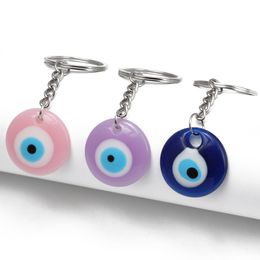 Round Turkish Evil Eye Keychains Lucky Resin Blue Pink red Eye Charm Key Chain Keyring for Men Women Car Key Pendant