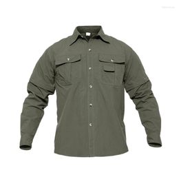 Men's Casual Shirts Men's Pocket Top Outdoor Hiking Mountaineering Military Tactical Shirt Detachable Sleeve Goods