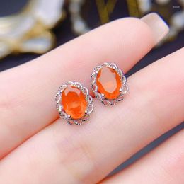 Stud Earrings Beautiful Opal 925 Sterling Silver Natural Orrange Fire For Women