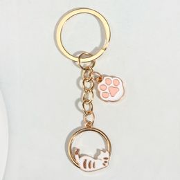 Cute Enamel Keychain Cat Paw Key Ring Animal Key Chains Pet Gifts For Women Men Handbag Accessorie Car Keys DIY Handmade Jewelry