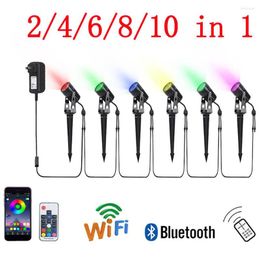 AC85-265V 10 In 1 Outdoor Led Mobile Phone APP Garden Lawn Lamp Splicing Bluetooth WiFi Smart Plug-in Floor