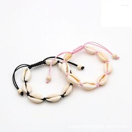 Strand Natural Shell Bracelets With Pink Rope Braided Beach Cowrie Adjustable Hawaiian Lady Bracelet