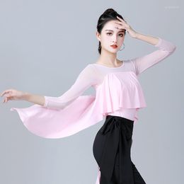 Stage Wear Latin Dance Top Jitba Ballroom Long Sleeve Practice Clothes Female Tuxedo One-piece National Standard Costume