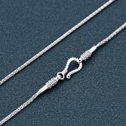 Necklaces S925 Sterling Silver Retro Trend Hemp Rope Weaving Necklace Woman Thai Silver personality Retro Rope Chain Necklave Jewellery