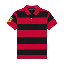 European and American brand men's new striped short sleeved polos shirt Business casual lapel half sleeved T-shirt