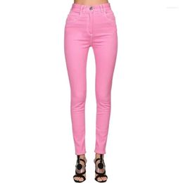 Women's Jeans HIGH QUALITY Est 2023 Designer Women's Top Stitching Contrast Pink Denim Pants