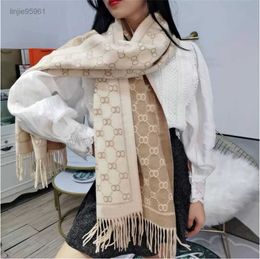 Stylish Women 100% Cashmere Scarf Full Letter Printed Scarves Soft Touch Warm Wraps Tags Autumn Winter Long Shawls Christmas Boxkkrl