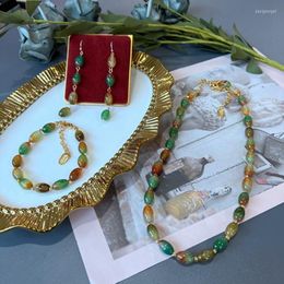 Necklace Earrings Set Ancient Ways Of Gold Plating Marking Brief Paragraph Colour Agate Beads Bracelet With Silver