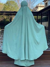 Ethnic Clothing Jilbab 2 Piece Set Muslim Woman Prayer Outfits Islamic Clothes Abaya Long Khimar Hijab Scarf Skirt Dubai Turk Ramadan Eid