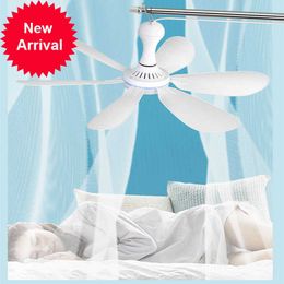 New USB Fan Silent 6-blade Ceiling Fan 4-speed Hanging Fan for Camping Bed Dormito Bed Camping Outdoor Hanging Camper Tents