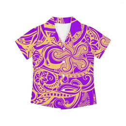 Men's Casual Shirts Polynesian Tribal Fijian Totem Tattoo Fiji Prints Toddler Teenager Party Wedding Clothes Boys Short Sleeve Turn-down