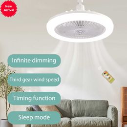 New 30W Ceiling Fan with Lamp E27 Converter Base Silent Cooling Fan Light Remote Control Home Chandeliers 3 Speed Fan for Bedroom