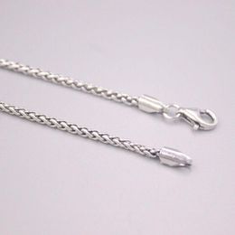 Chains Real 925 Sterling Silver Necklace 2mm Thin Wheat Link Chain 19.7"