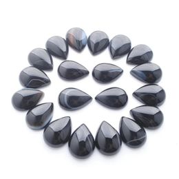 Loose Gemstones Natural Stripe Black Agate Teardrop 13X18Mm Cabochon No Hole Beads For Diy Jewelry Making Earrings Bracelets Necklac Dhe7Z