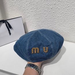 Diamond inlaid MIU letters female beret designer Designer Beanie hat cowboy street travel photo octagonal hat