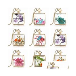 Pendant Necklaces Mticolor Necklace Dry Flower Specimen Square Gsfn061 With Chain Mix Order 20 Pieces A Lot Drop Delivery Jewelry Pen Dhjzu