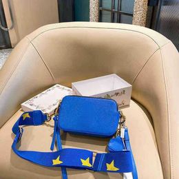 Quality Camera Bag M Letter Leather Designer Bag Women Wide Shoulder Strap Crossbody Bags Colour Match Single Messenger Bag 220211