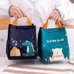 Backpacking Packs Cartoon children's portable lunch insulated cooler handbag aluminum foil hot work food bag picnic container P230524