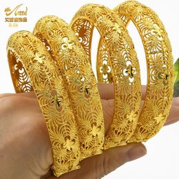 Bangle ANIID Indian Jewellery 24K Gold Plated Bangles For Women Arabic Hawaiian Luxury Bangle Charm Bracelets Wedding Wholesale Gifts