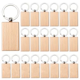 20 Pieces Blank Wooden Keychain Rectangular Key ID DIY gifts