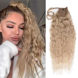 30 Inch Long Curly Ponytail Wrap Around Ponytail Clip in Hair Natural Hairpiece Headwear Synthetic Hair 230524