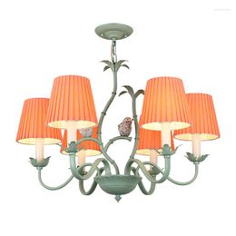 Chandeliers American Chandelier Living Room Lamp Nordic Country Bird Bedroom Restaurant Creative Green Rustic Style Mediterranean Lamps