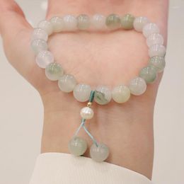 Charm Bracelets Tianshan Green Bracelet Female Contracted With And White Jade Lap Round Bead Hand String Of Jad