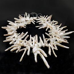 Necklaces 16 inches 2030mm Natural White Side Drilled Baroque Claw Shaped Biwa Pearls Loose Strand