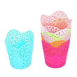 Lace Hollow Pen Holder Desk Organizer Home Office Pencil Storage Basket Container Desktop Trash Can HW0026