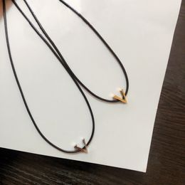 New Charming Leather Rope 18K Gold Plated Luxury Designer Pendant Necklace Stainless Steel Letter Necklace Jewelry Accessories Neutral Hip Hop Gift