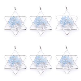 Pendant Necklaces Natural Stone Aquamarine Tree Of Life Handmade Wire Color Wrapped Star Pendants For Jewelry Marking N3807 Drop Deli Dhl83