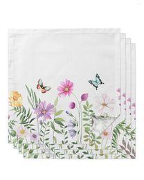 Table Napkin 4pcs Spring Summer Flower Butterfly Square 50cm Party Wedding Decoration Cloth Kitchen Dinner Serving Napkins