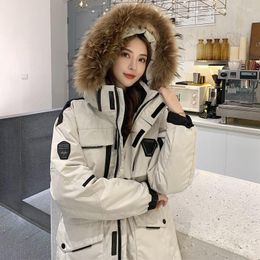 Women's Trench Coats Korean Fashion Parkas Hooded Puffer Jacket Fur Collar Plus Size Super Winter Women Coat Loose Wholesale Snow Outercoat
