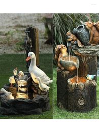 Garden Decorations E2 Duck Solar Power Squirrel Resin Patio Fountain Design With Led Light Decoration Outdoor Simulation