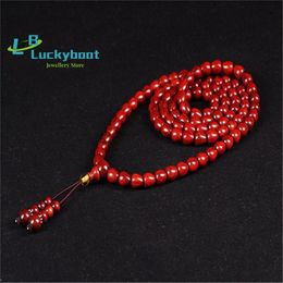 Bangle Wholesale 5 Pcs Natural Zambia Blood Sandalwood Bracelet Fancy Water Drops 108 Wood Beads Hand Beaded Buddhist Bracelets Jewelry