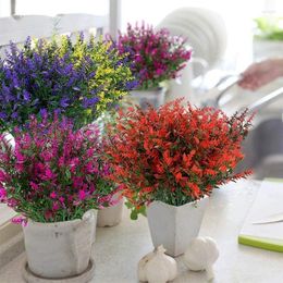 Decorative Flowers 8Pcs Bouquet Romantic Provence Lavender Artificial Fake Plants Wedding Bridle Home Garden Decor