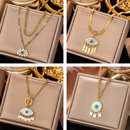 Bohemian Style White Shell Evil Eye Necklace Luxury 18K Gold Plated Stainless Steel Jewelry for Women Gift