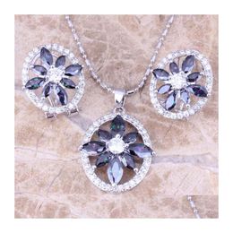 Earrings Necklace Set Angelic Rainbow Cubic Zirconia White Cz Sier Plated Pendant S0733 Drop Delivery Jewelry Sets Dhgarden Dhtzj