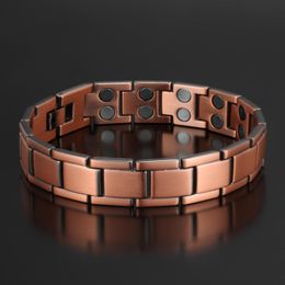 Bracelets 99.95% Pure Copper Magnetic Bracelet Male Arthritis Wrist Band Magnetic Bracelet Vintage Chain Health Energy Bracelet Men