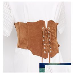 Other Fashion Accessories Womens Runway Faux Suede Leather Bandage Cummerbunds Female Dress Corsets Waistband Belts Decorati Dhgarden Dhelf