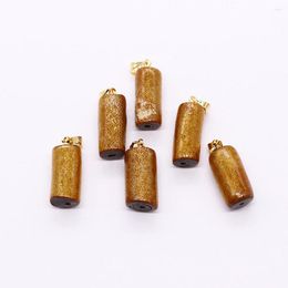 Pendant Necklaces Columnar Golden Color Coral Lucky Energy Natural Sea Bamboo Pendants For Jewelry Making DIY Necklace Accessories