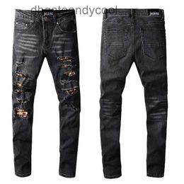 Denim amirres Jeans Designer Pants Man Trend Street trendy black pierced men's jeans slim legged jeans can be 811 PNKQ